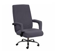 Lukery Funda para Silla de Oficina Elástica Jacquard, Cubierta de Silla Oficina con Reposabrazos Suave Removible Lavable Funda para Silla Giratoria Respaldo Alto Universal (Gris Oscuro,L)