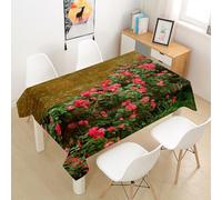 Lukery Mantel Antimanchas, Efecto Loto Mantel Mesa Rectangular, para Hogar Cocina Comedor Fiesta Cumpleaños Jardín Exterior, Protege la Mesa, 3D Flores Coloridas (Flores Rojas y Beige,140x140cm)