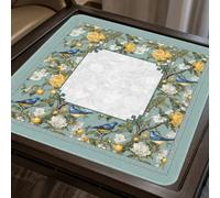Lukery Tapete de Mahjong, Tapete Juegos de Mesa Sin Arrugas Antideslizante y Reducción de Ruido, Suave y Resistente al Desgaste Multiusos Portátil 800x800mm Estilo Chino (Pájaro Azul)