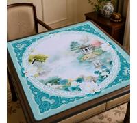 Lukery Tapete de Mahjong, Tapete Juegos de Mesa Sin Arrugas Antideslizante y Reducción de Ruido, Suave y Resistente al Desgaste Multiusos Portátil para Aprendizaje (Flor de Loto,830x830mm)