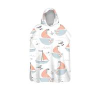 Lukery Toalla Infantil con Capucha, Poncho de Baño para Niños y Adulto, Secado Rápido Microfibra Toallas de Playa, Albornoz de Cambio para Nadar Piscina Surfing (80x110cm,velero)