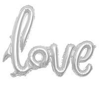 Lukis Love - Globos con letras para decoración de bodas, 108 x 65,5 cm, color plateado