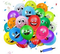 LUKIUP 100 globos de látex de la serie Emotion, 12 pulgadas, globos de aire smiley, lindos y divertidos, para niños, varios caprichos de mie, para decoración de cumpleaños, niños y niñas