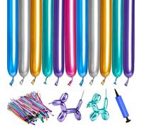LUKIUP 100 Globos para Modelar Multicolor, Metálicos 260Q Mágicos, DIY Largo Forma, Decoración para Matrimonio Fiesta Boda Cumpleaños Navidad