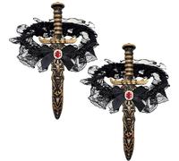 LUKIUP 2 Piezas Espada Pirata, Espada de Liga Encaje Negro Lazo Pierna Anillo Con arco Accesorios, Pirata para Mujer Cosplay Fiesta de Máscaras Accesorios Carnaval
