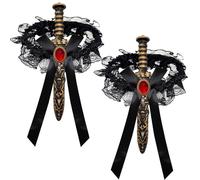 LUKIUP 2 Piezas Espada Pirata, Espada de Liga Encaje Negro Lazo Pierna Anillo Con arco Accesorios, Pirata para Mujer Cosplay Fiesta de Máscaras Accesorios Carnaval