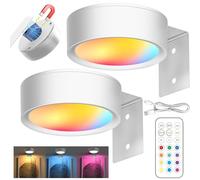 LUKIUP 2 Piezas Recargable Aplique Luz Cuadros Sin Cable, 2600mAh Lampara Pared Focos, Cuadro Mando a Distancia Regulable, Luz Magnética LED para Marco Pared Luces Artísticas Para (Blanco)