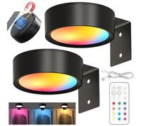 LUKIUP 2 Piezas Recargable Aplique Luz Cuadros Sin Cable, 2600mAh Lampara Pared Focos, Cuadro Mando a Distancia Regulable, Luz Magnética LED para Marco Pared Luces Artísticas Para (Negro)