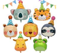LUKIUP 7 globos de papel de aluminio con forma de animales, XXL, para fiestas de animales, animales del bosque, decoración de cumpleaños, para niños, niñas, fiestas de cumpleaños