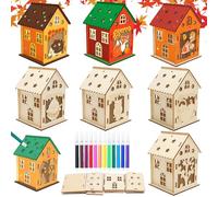 LUKIUP 7PCS Juego de Manualidades Otoño Niños, Casa de Otoño, Autumn Crafts for Children, Manualidades Para Construir y Pintar, Diy Manualidades Para Niños, Regalos Halloween