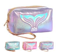 LUKIUP Bolso NiñA Dibujos Animados, Bolsa de Aseo de Viaje para CosméTicos, Sirena Bolsa de Maquillaje Resistente Al Agua, Bolsa De Aseo Almacenamiento para Mujer, Ideal para Mujer, Niña(Púrpura)