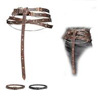 LUKIUP Cinturón medieval, cinturón medieval de piel sintética de piel sintética, accesorios medievales para mujer, vestido medieval para mujer, cinturón para Halloween y carnaval, Brown chain, Talla