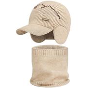 LUKIUP Juego de 2 gorros de invierno para hombre, con orejeras y bufanda, unisex, resistente al viento, protección contra el frío, para exteriores, regalos para maridos, padres, hombres y mujeres