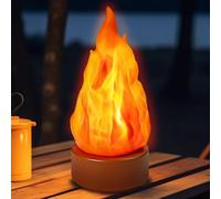 LUKIUP Luz Nocturna LED Llama 3D con Efecto Realista, Lámpara de Fuego Parpadeante para Decoración de Hogar Exterior, Ambiente Rústico para Halloween Navidad Camping Chimenea