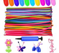 LUKIUP Mágicos Globos, 50/100/200 Globos Largos de Colores con Bomba de aire, Globos de Modelado largos Mágicos, Coloridos globos para Cumpleaños, Eventos, Decoración, Fiestas, Bodas(200)