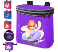 LUKIUP Mermaid Cesta Bicicleta Delantera, Bolsa de Manillar para Niños, Tapa extraíble, Bolsa para el Manillar de La Bicicleta con Reflectores, Sujeción Segura Al Cierre de Velcro, Bolsillo Interior