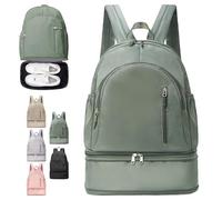 LUKIUP Mochila Gimnasio Hombre Mujer, Mochila de Gimnasio para Mujer Hombre con Compartimento para Zapatos, Impermeable, para Fitness, Yoga, Natación y Viajes(Verde)