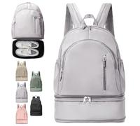 LUKIUP Mochila Gimnasio Hombre Mujer, Mochila de Gimnasio para Mujer Hombre con Compartimento para Zapatos, Impermeable, para Fitness, Yoga, Natación y Viajes(Gris)