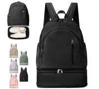 LUKIUP Mochila Gimnasio Hombre Mujer, Mochila de Gimnasio para Mujer Hombre con Compartimento para Zapatos, Impermeable, para Fitness, Yoga, Natación y Viajes(Negro)