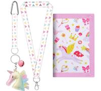 LUKIUP Monedero para niños, Mini Monedero, Bolso de Pecho para niñas, Triple Pliegue,Fácil de Pegar,Compartimento para Billetes y Monedero, Ventana de visualización, Unicornio Rosa