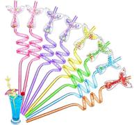 LUKIUP Pajitas Reutilizables Niños, 8 Piezas Sirena Pajitas, Rizadas de Fiesta Para ArtíCulos Fiesta Cumpleaños Infantiles Niños Decoraciones De La Mesa