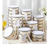 Lukmaa Juego de 36 panderetas de boda de 4 pulgadas a granel para adultos, tambor de mano de madera con cascabeles de metal, etiquetas de regalo, pandereta blanca, instrumento musical de regalo para