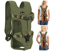Lukovee Mochila transportadora para Perros, con Patas hacia Fuera, fácil de Ajustar, para Perros pequeños y medianos, transportador de Pecho Ajustable Manos Libres para Senderismo, Ciclismo (Verde-4,