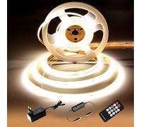 luktix Tira LED COB 2M, 4000K Luce Led Blanca Natural, Tira LED COB Regulable de 24V, CRI92, Ancho 8mm, con Control Remoto y Fuente de Alimentación, para Decoración del Hogar, Cocina, Espejo