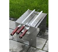 Lula Lulu Kebab Adana Tschelo Köfte - Juego de 6 pinchos de acero inoxidable con mango de madera - 60 cm de largo / 2 cm de ancho / 2 mm de grosor