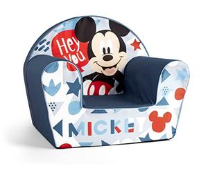 Lulabi Mickey Icon Poltroncina Bimbo, BLU, Decorata, in Cotone e Spugna, Misura 51x33xH43cm