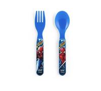 Lulabi Spiderman - Juego de cuchara y tenedor, polipropileno, azul