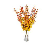 lulalula 6 ramitas artificiales de bayas de otoño naranjas falsas púas de bayas artificiales de 27.6 pulgadas, tallos de bayas de naranja, púas de spray para otoño, otoño, decoración de Acción de