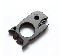 LULAOLIU Barra de palanca EDC con llave abrebotellas, barra de palanca de titanio, multiherramienta, barra de palanca de bolsillo de tiburón para acampar al aire libre, senderismo, pesca (gris)