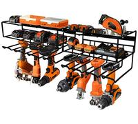 LULARINE Paquete de 2 organizadores de herramientas eléctricas resistentes montados en la pared, estante flotante de almacenamiento y soporte para herramientas eléctricas