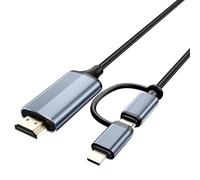 lulaven 2 en 1 Lightning & Tipo C a HDMI Cable 4M HDMI Cable para iPhone, interfaz dual para todos los iPhones (16/15/14/13/Pro/Max) y iPad Pro/Air,1080P HD, Sync Video y Sonido