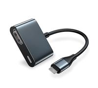 lulaven Adaptador HDMI 1080p Digital AV Video Synchronization Screen HDMI Cable Converter Connector for All iPhone Pad to TV Monitor Projector, Support for Mobile Phone Charge, no Power Supply