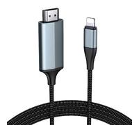 lulaven Cable HDMI para iPhone, Pantalla de sincronización de Video AV Digital 1080P Cable de Conector convertidor Adaptador HDMI para Todos los iPhone Pad Pod a TV Monitor Proyector,2m