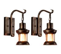 Luling Lámpara de pared de Cristal 2 Pack Vintage Retro Metal Black Painting for Restaurant Home Bar Dormitorio Corredor (sin bombilla) …