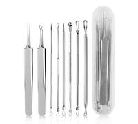 lulir Kit de Extractor de Puntos Negros, 8 Piezas Exprimidor de Comedones y Pinzas, Herramientas de Acero Inoxidable para Quitar Granos, Acné, Incluye Estuche Portátil