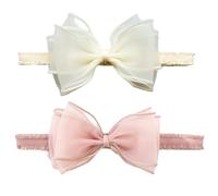 LuLiyLdJ 2 uds turbante para bebé, diademas para recién nacido, lazos para niña, lazo suave, diademas elásticas para el pelo para niños pequeños recién nacidos