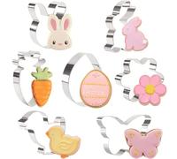 LuLiyLdJ 8 Piezas Moldes Galletas: Conejo, Huevo, Flor, Mariposa, Pollito, Zanahoria, Accesorios Creativos De Acero Inoxidable Para ReposteríA,Para Pascua