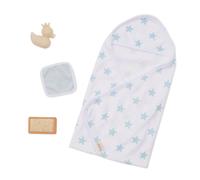 Lullababy - 14 """" Accesorios para muecas Baby - Toalla de bao con capucha en el patrn de estrella azul - Toys de bao y patito rosa - Juego imagin