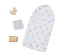 LullaBaby 14" Accessories - Hooded Towel In Blue Star Pattern - Bath Pink Ducky - Imaginative Play - Toys For Kids Ages 2 & Up - Baby Doll Bathtime Outfit, Multicolor (Maison Battat Inc. LBY7674Z)