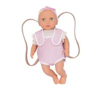 LullaBaby 14-Inch Realistic Travel Accessory - Fair Skin Tone & Green Eyes - Pretend Play - Toys For Kids Ages 2 & Up - Baby Doll & Carrier Set, Multicolor (Maison Battat Inc. LBY7647Z)