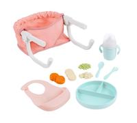 LullaBaby - Asiento de mesa con pinza para muñecas - Accesorios para muñecas de 36 cm - Babero y comida de juguete - Juego imaginativo - Juguete para niños a partir de 2 años