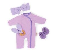 LullaBaby - Conjunto de Pijama para bebé - Ropa para muñecas de 36 cm - Pijama Onesie Morado - Accesorios para Diademas, mordedores y Zapatillas - Juguete para niños a Partir de 2 años