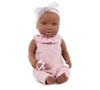 Lullababy - Mueca realista de 14 pulgadas - Brown Eyes Broth Skintone y Soft Huggable Body - Rosa jamera con banda para la cabeza de la cabeza de ar