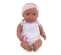 LullaBaby - Muñeca Bebé- Conjunto de 2 piezas y diadema rosa - Muñeca realista de 36m - Tono de piel cálido y ojos marrones - Cuerpo blando y traje desmontable - Juguete para niños a partir de 2 años