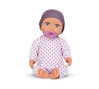 LullaBaby - Muñeca Bebé- Pijama de Lunares Lila - Muñeca Realista de 36m - Tono de Piel Claro y Ojos Azules - Cuerpo Blando y Traje Desmontable - Juguete para niños a Partir de 2 años