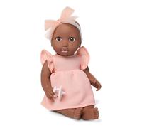 LullaBaby - Muñeca Bebé- Vestido Rosa - Muñeca Realista de 36m - Ojos Marrones y Cuerpo Suave y abrazable - Vestido Rosa y Diadema con Lazo - Jugar a Simular - Juguete para niños a Partir de 2 años